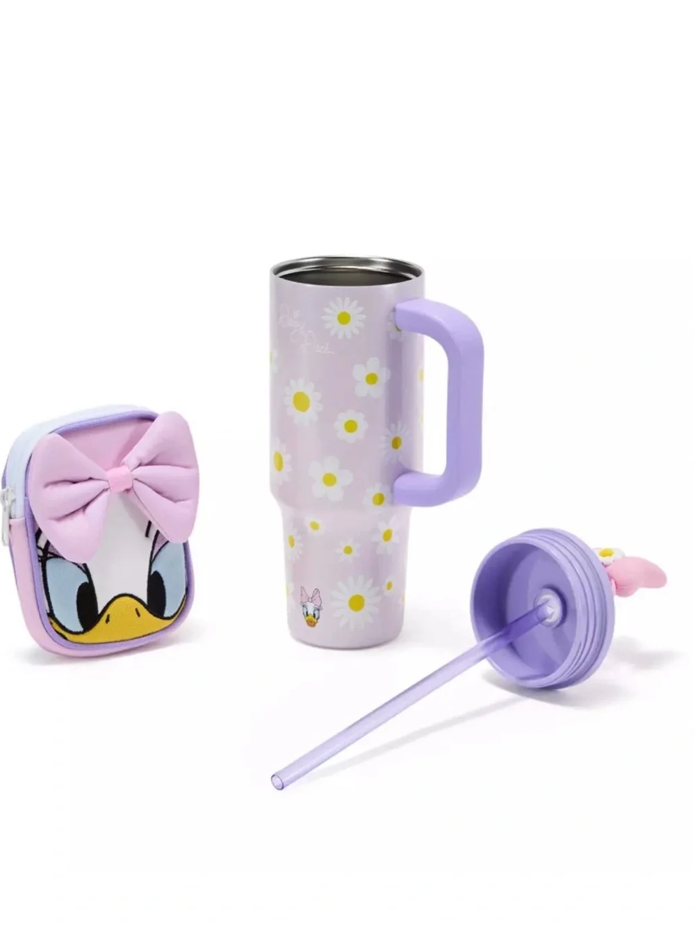New 2026 Disney Daisy Duck 30oz Stainless Steel Travel Tumbler Straw & Zip Case